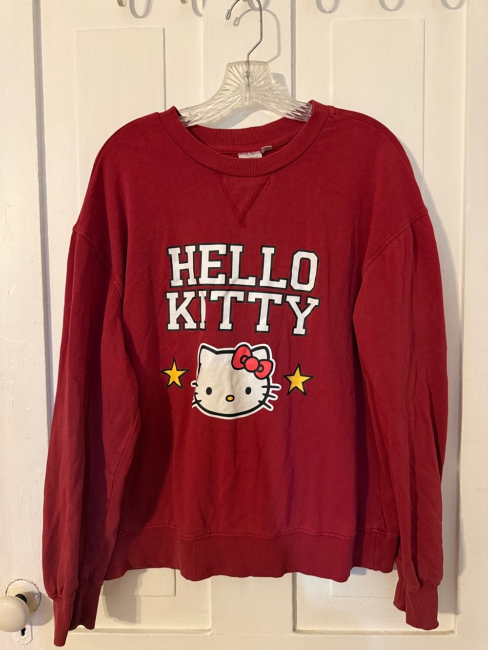 Hello Kitty Red Graphic Sweatshirt with White and Yellow Accents